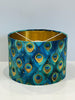 Handmade by order teal , green and gold digital peacock feathers pattern velvet drum lamp shade pendant light shade all shapes sizes