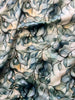 Print by order velvet jade green petrol art floral leaf plant print velvet fabric sold by meter