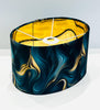 Handmade by order luxury teal gold wave abstract pattern OVAL lamp shade pendant light lamp shade all sizes and shapes available on demand